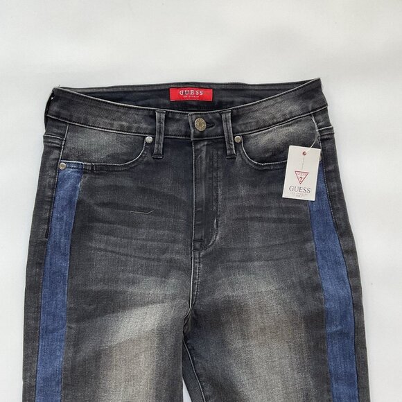 Guess Women’s High Rise Skinny Jeans Cropped Leg W/Blue Tuxedo Striped Size 28 - Picture 6 of 11